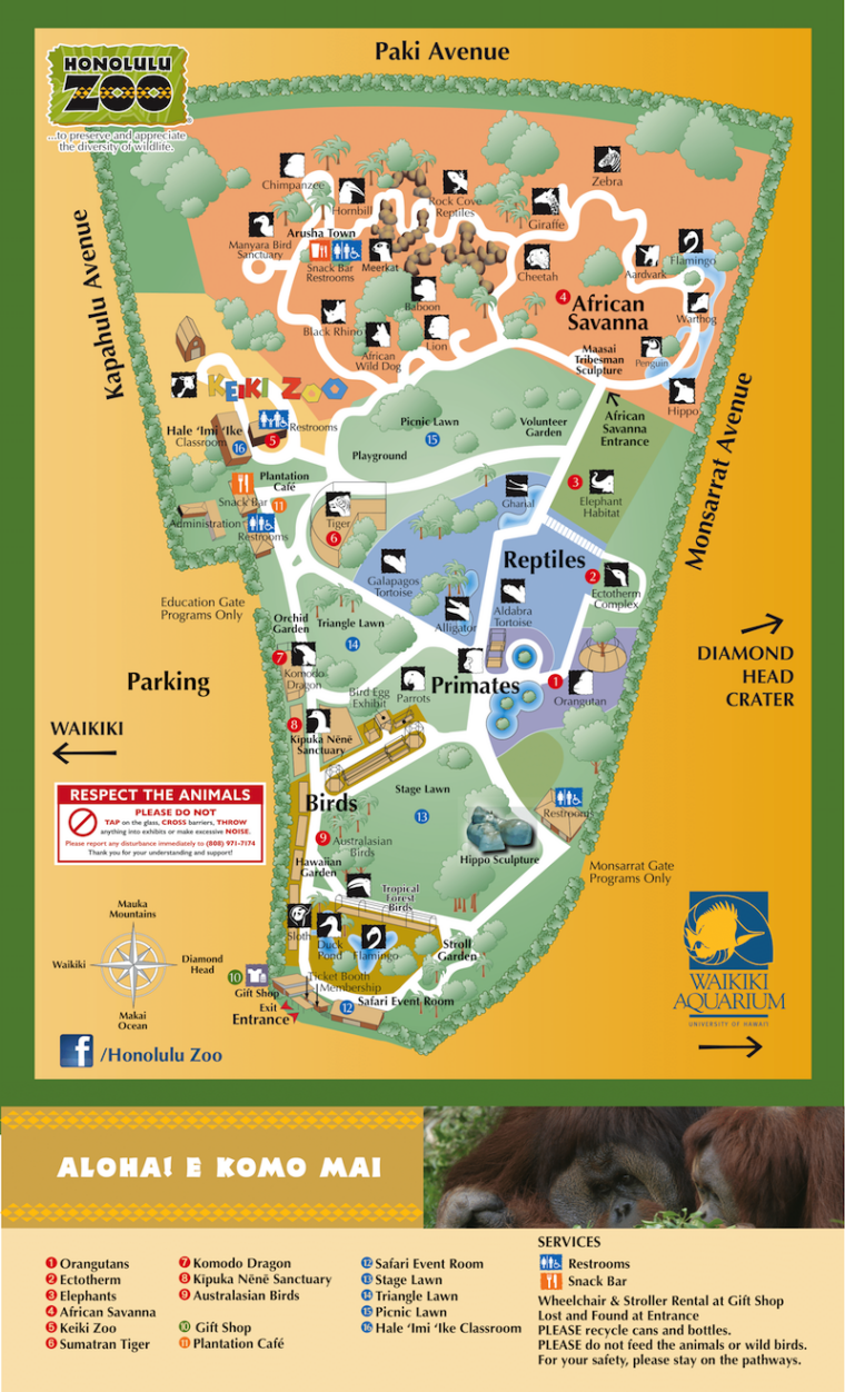 Map of the Honolulu Zoo